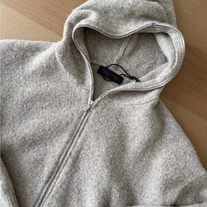 Zara Beige Zip-Up Knit Hoodie